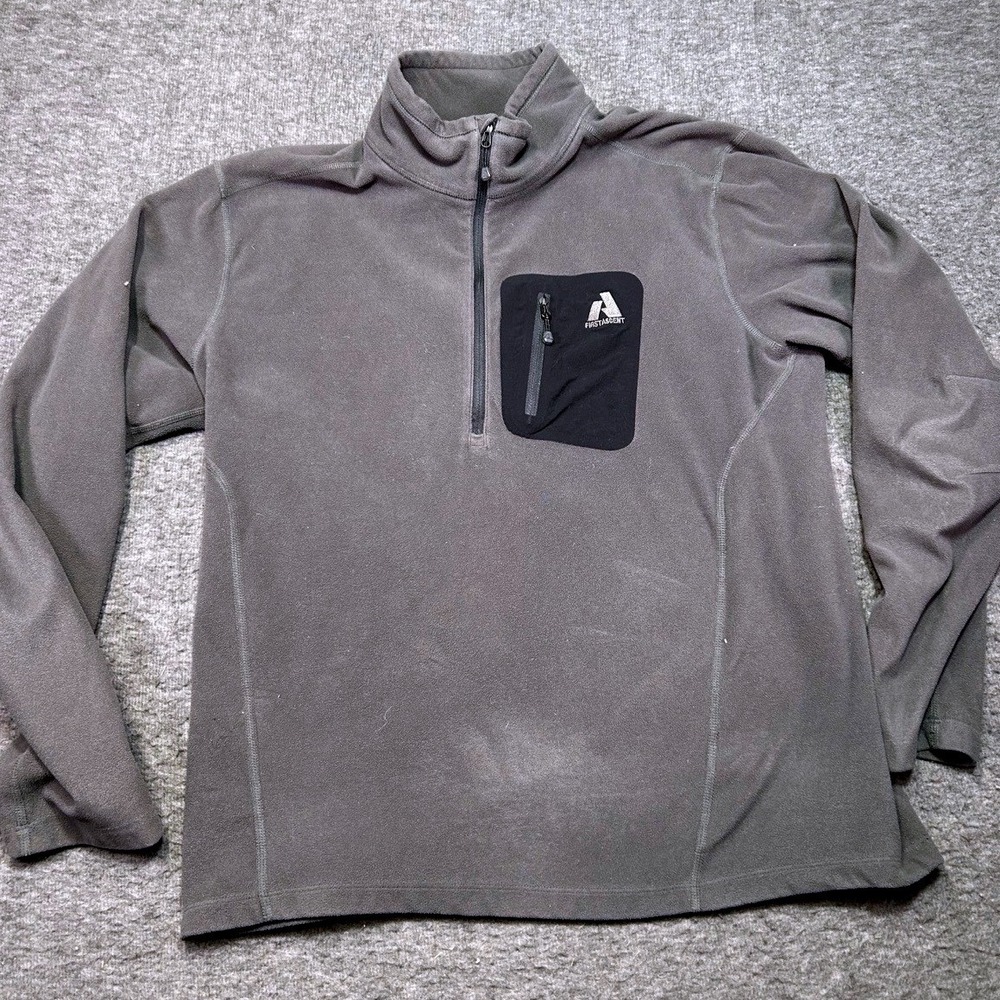 FIRST ASCENT Eddie Bauer Shirt Men L Grey Fleece Pullover Quarter Zip Outdoor